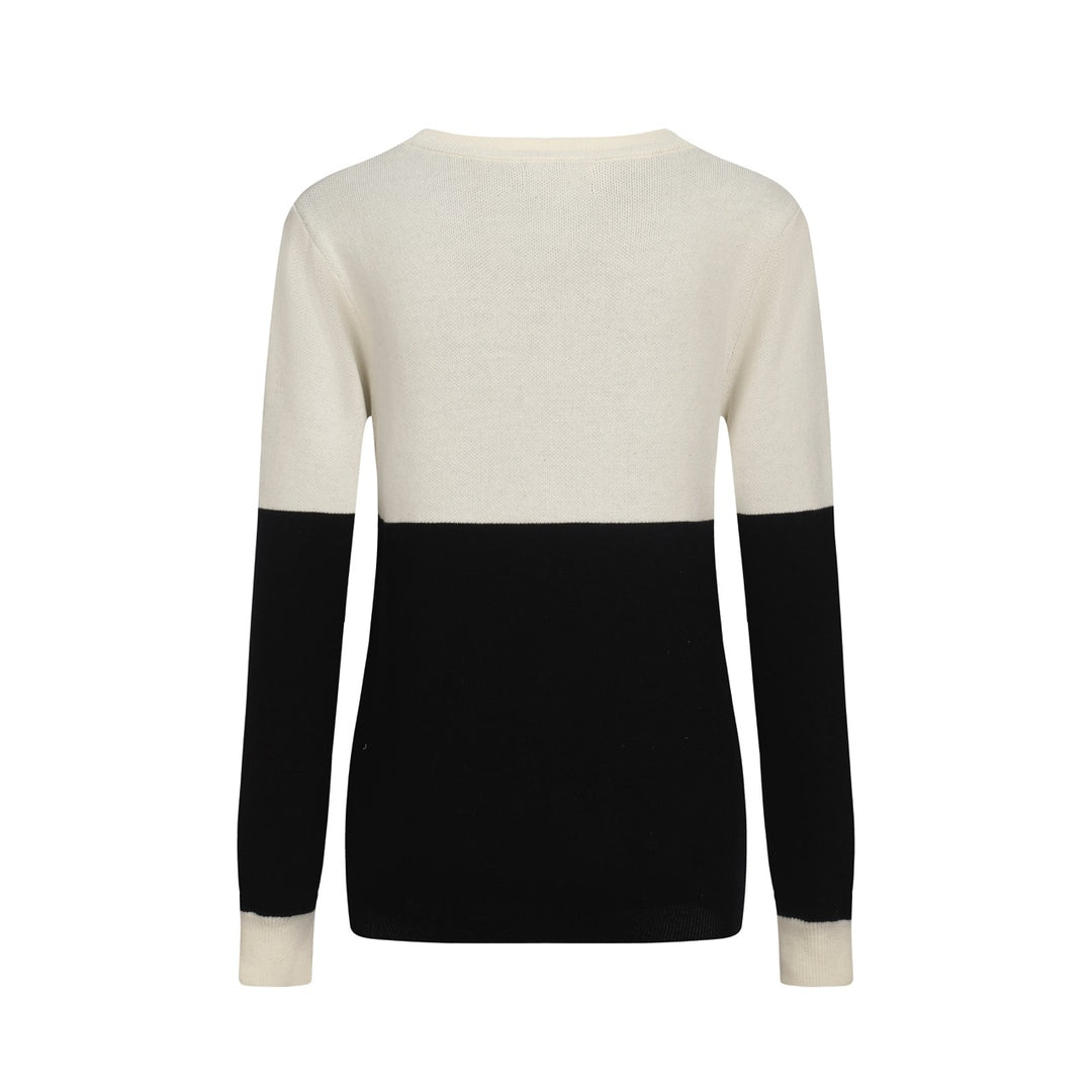 Women's black and white collage cat jacquard vintage knitwear