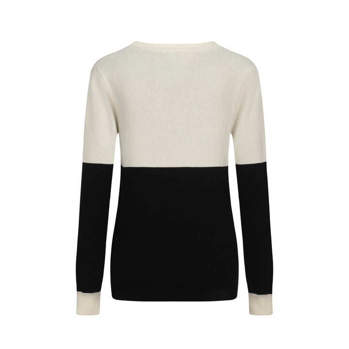 Women's black and white collage cat jacquard vintage knitwear