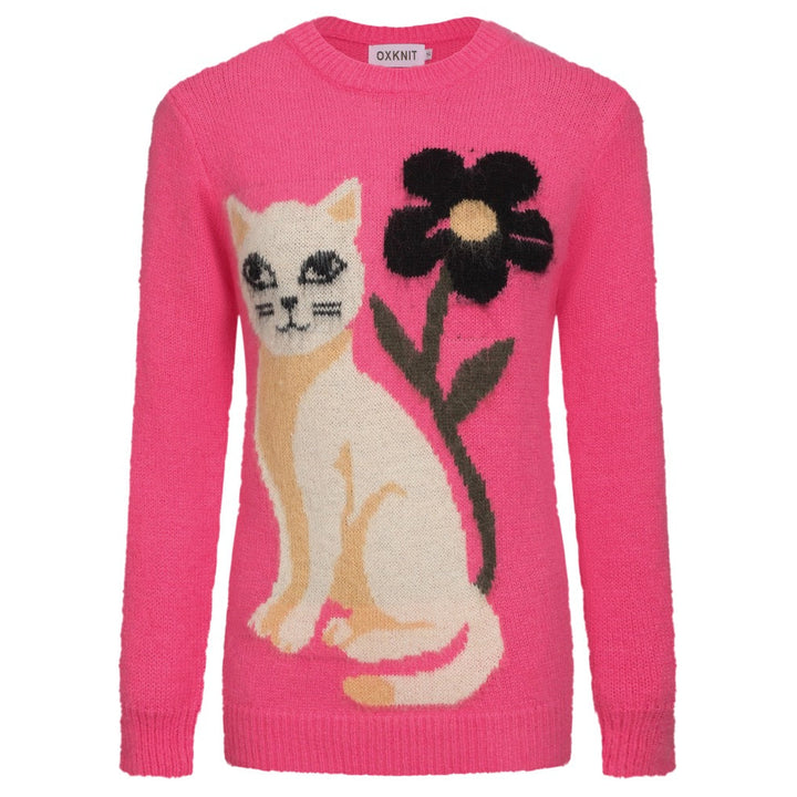 Damer i rosa, blommig jacquardstickad plysch