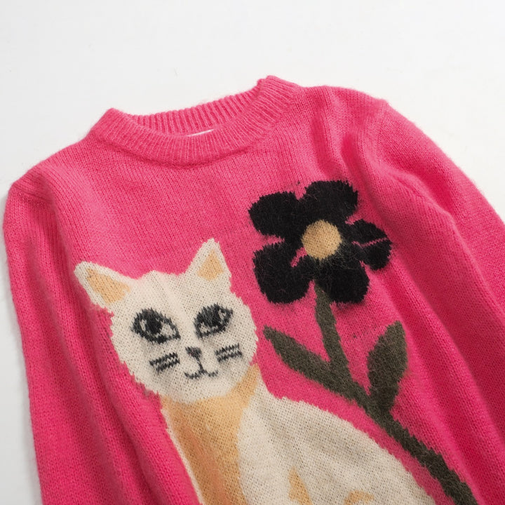 Damer i rosa, blommig jacquardstickad plysch