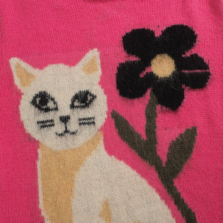 Damer i rosa, blommig jacquardstickad plysch