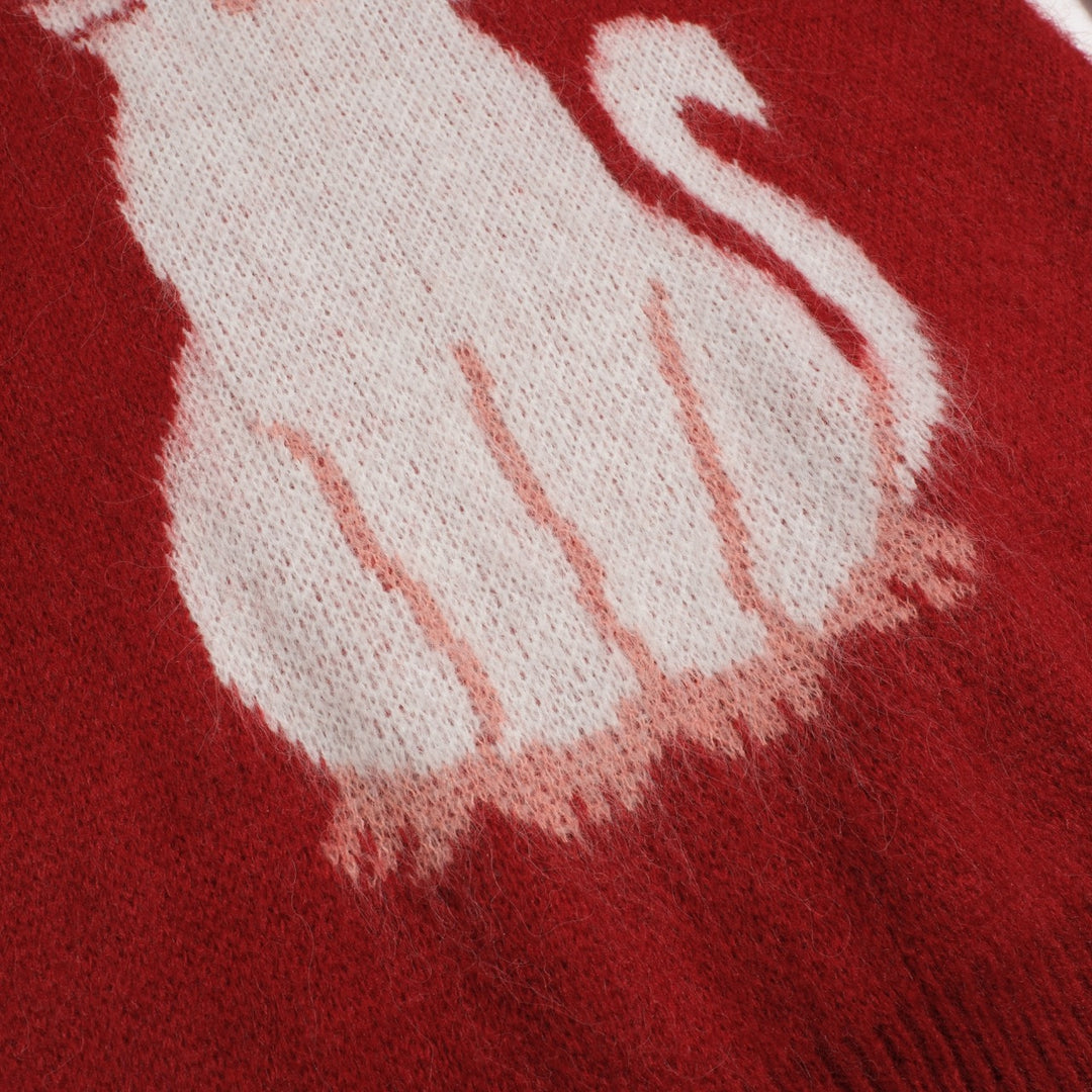 Γυναικεία χαριτωμένα γάτα ζακάρ βελούδινα πλεκτά