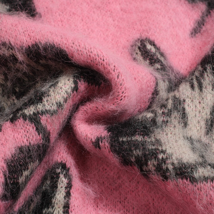 Jersey de punto jacquard lindo gatito rosa para mujer