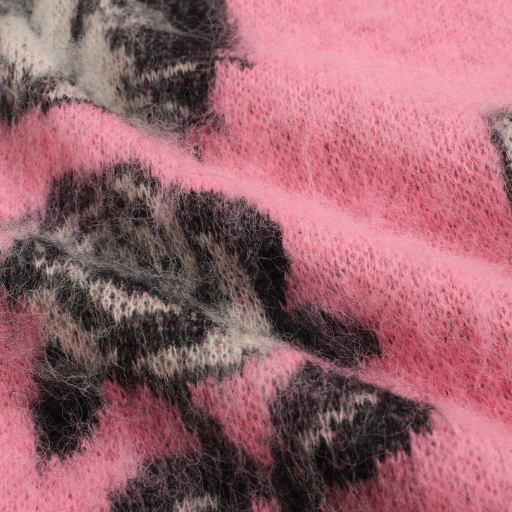 Jersey de punto jacquard lindo gatito rosa para mujer