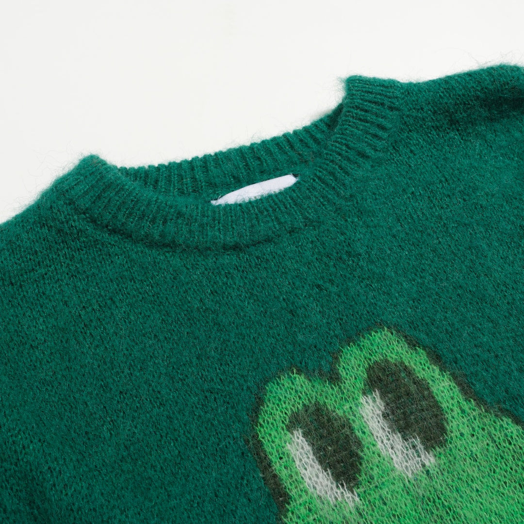 Punto de mujer de felpa de cocodrilo verde en jacquard