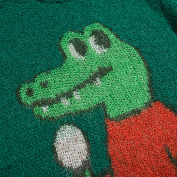 Punto de mujer de felpa de cocodrilo verde en jacquard