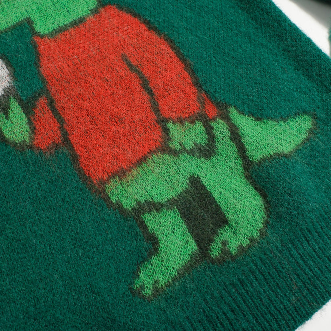 Punto de mujer de felpa de cocodrilo verde en jacquard