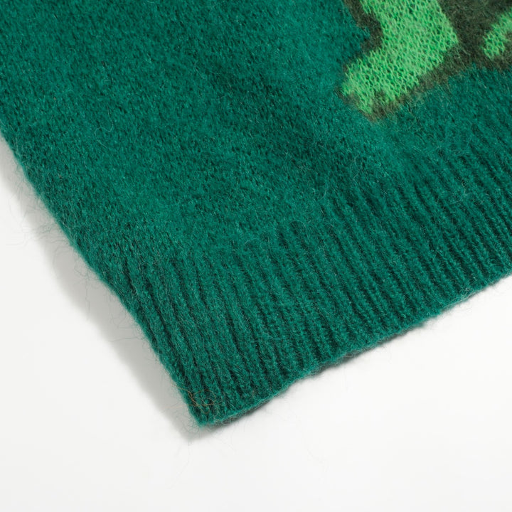 Punto de mujer de felpa de cocodrilo verde en jacquard