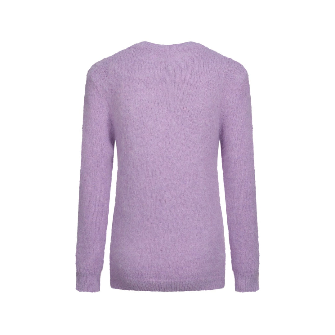 Malhas de pelúcia jacquard gato roxo feminino