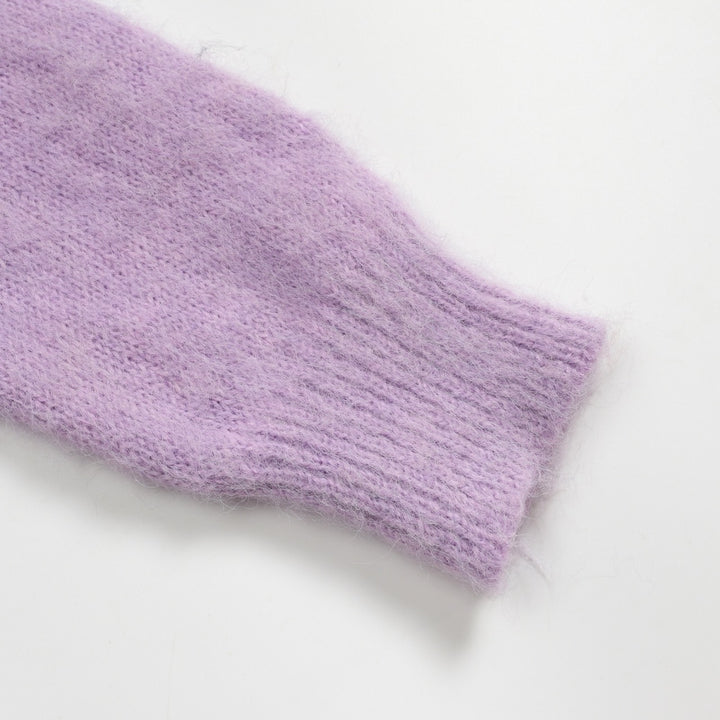 Malhas de pelúcia jacquard gato roxo feminino