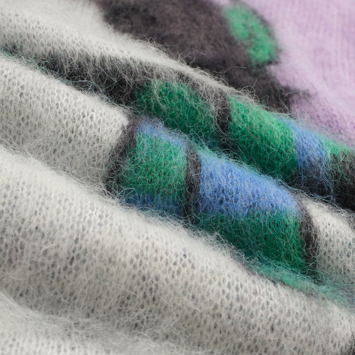 Malhas de pelúcia jacquard gato roxo feminino