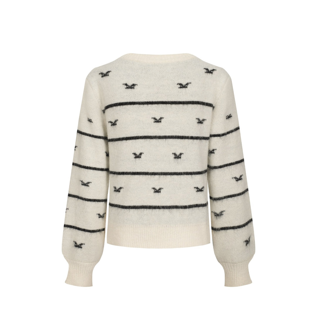 Malhas gaivota retro às riscas retro para mulher - Comprimento recortado