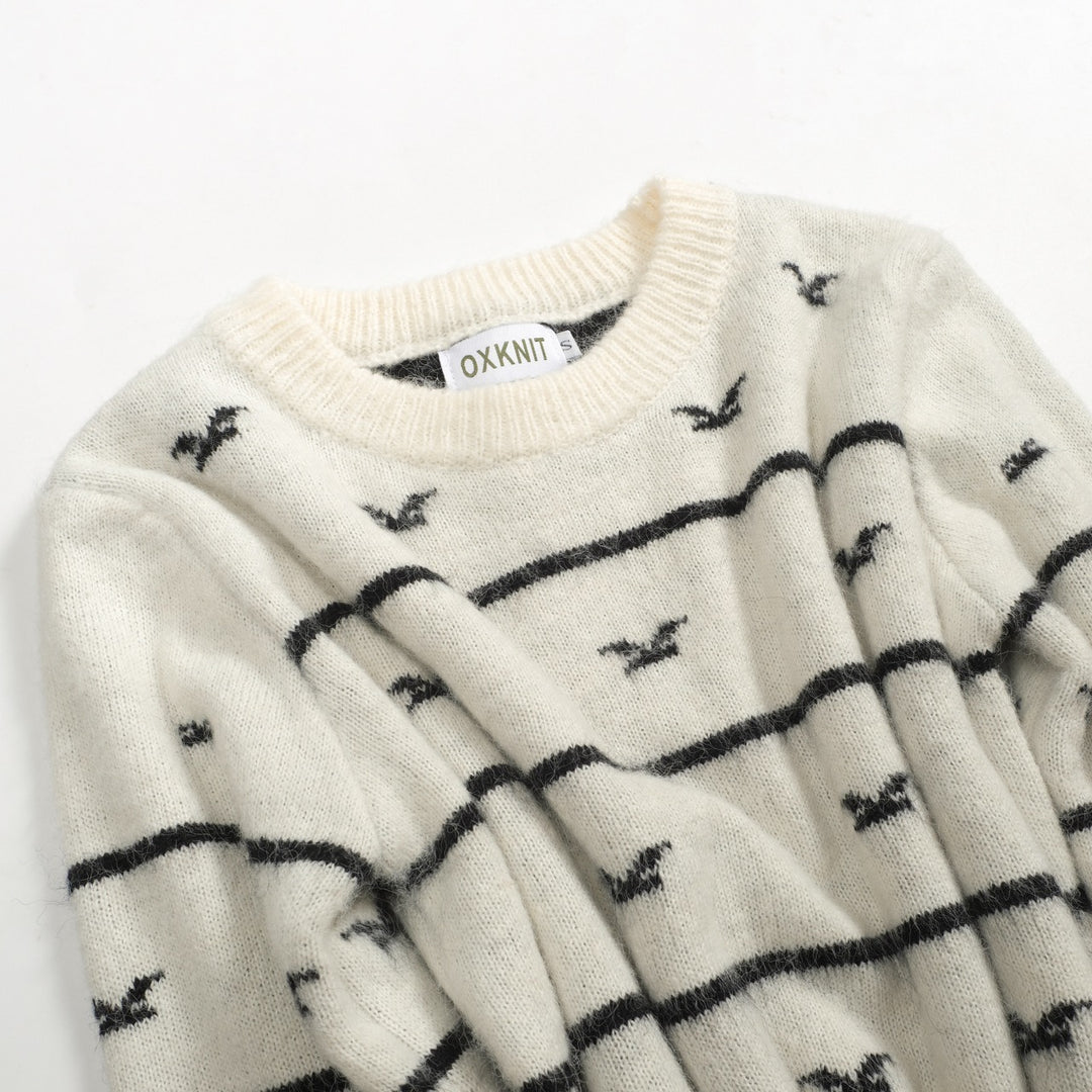 Malhas gaivota retro às riscas retro para mulher - Comprimento recortado