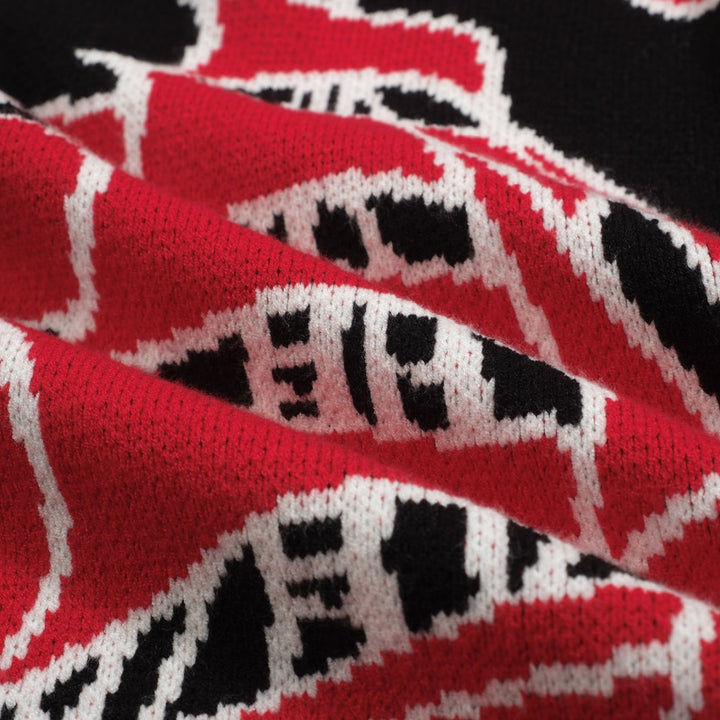 Men's black vintage patterned jacquard sweater