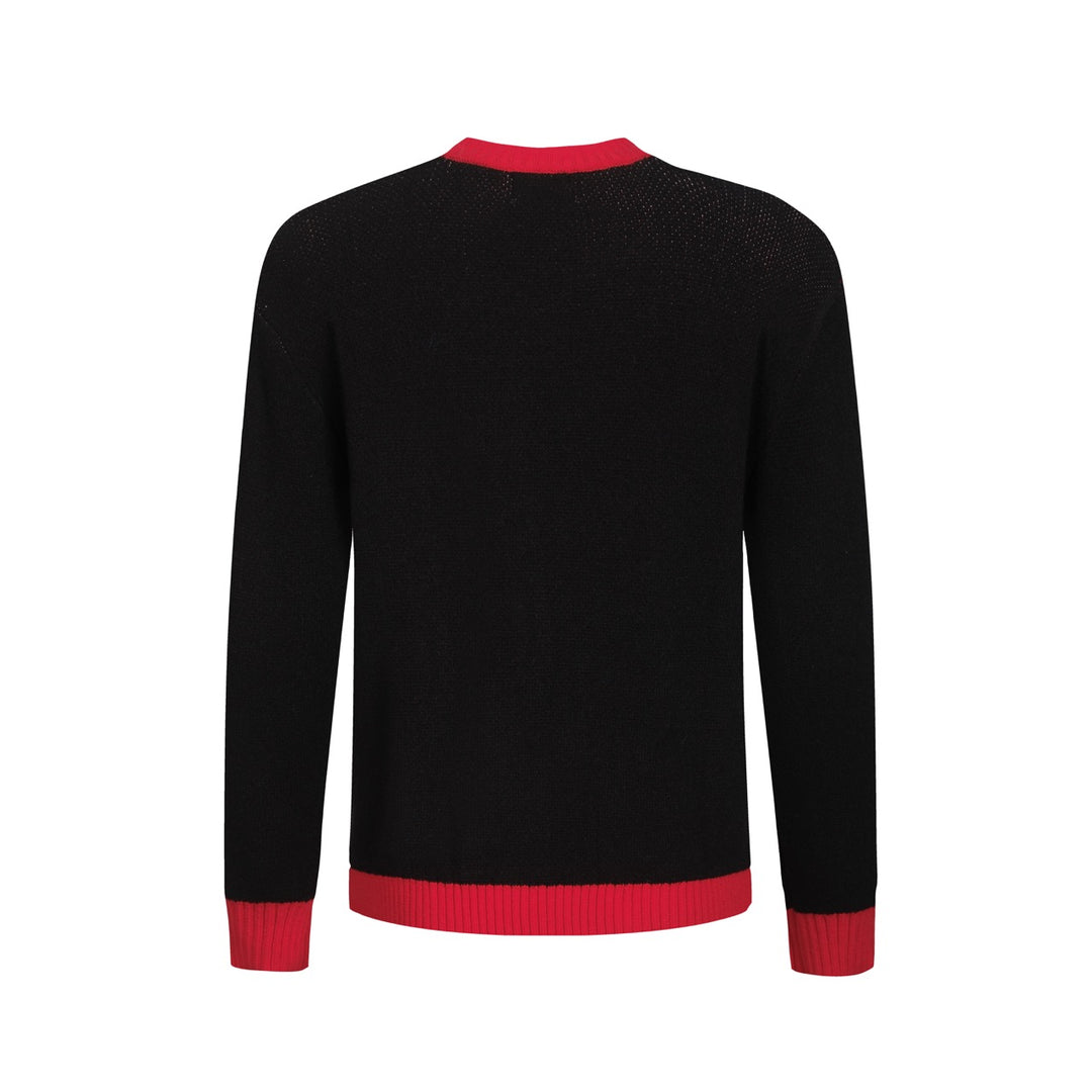 Men's black vintage patterned jacquard sweater