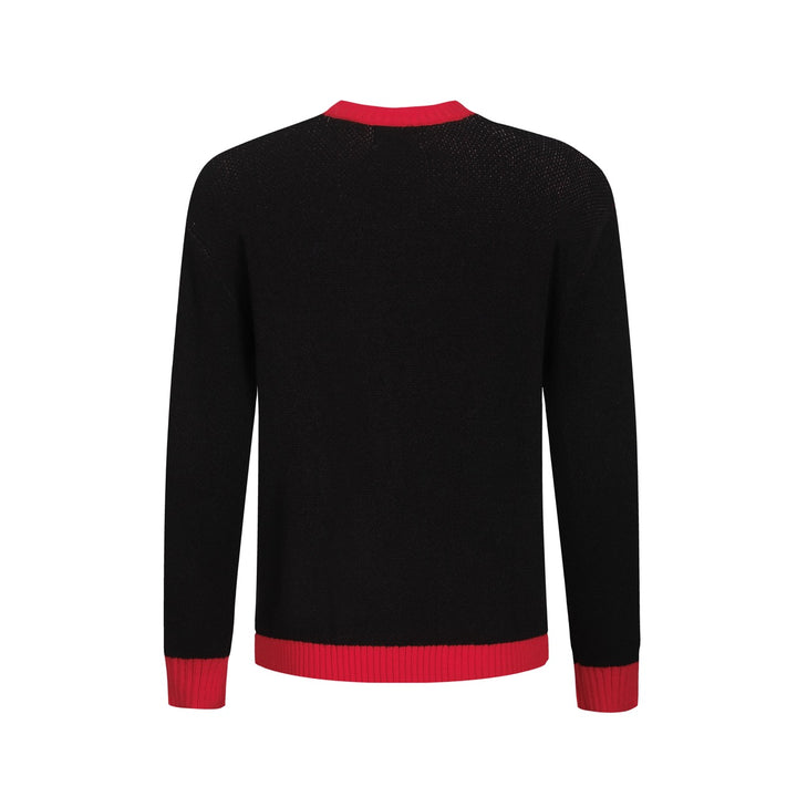 Men's black vintage patterned jacquard sweater