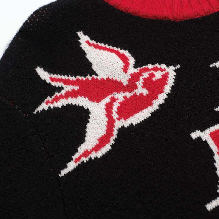 Men's black vintage patterned jacquard sweater