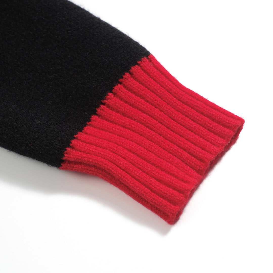 Men's black vintage patterned jacquard sweater