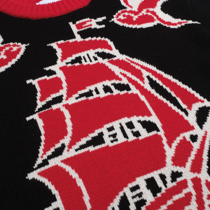 Men's black vintage patterned jacquard sweater