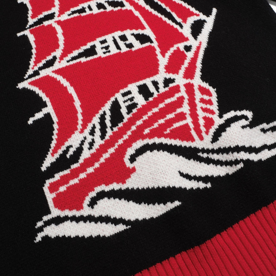 Men's black vintage patterned jacquard sweater