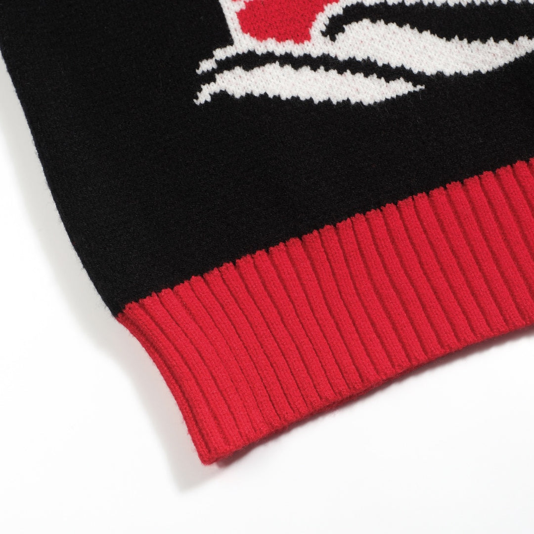 Men's black vintage patterned jacquard sweater