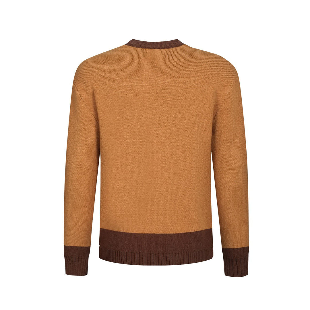 Men's khaki vintage duck print jacquard sweater