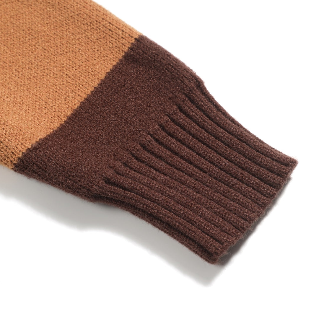 Men's khaki vintage duck print jacquard sweater