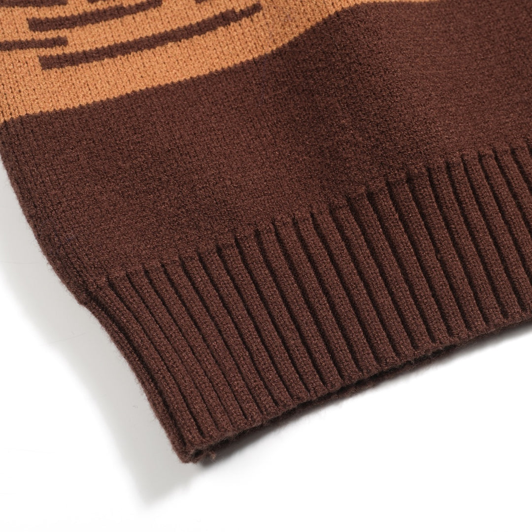 Men's khaki vintage duck print jacquard sweater