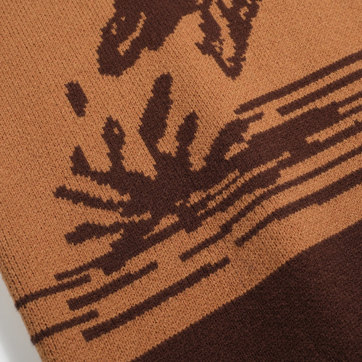 Men's khaki vintage duck print jacquard sweater