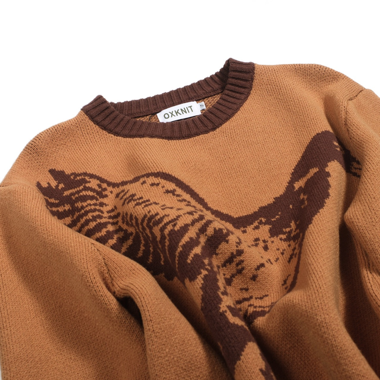 Men's khaki vintage duck print jacquard sweater – OXKnit