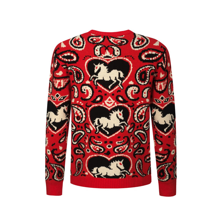 Men's red vintage animal Paisley sweater