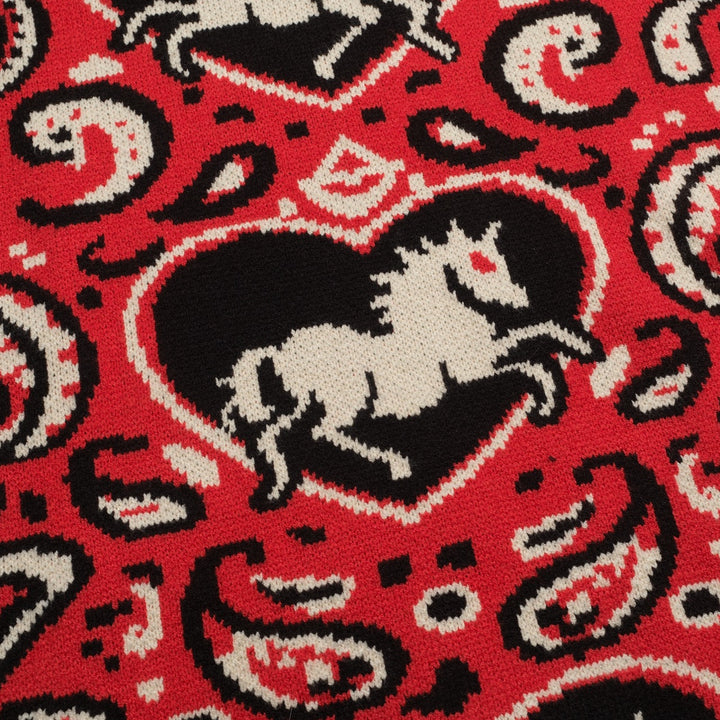 Men's red vintage animal Paisley sweater