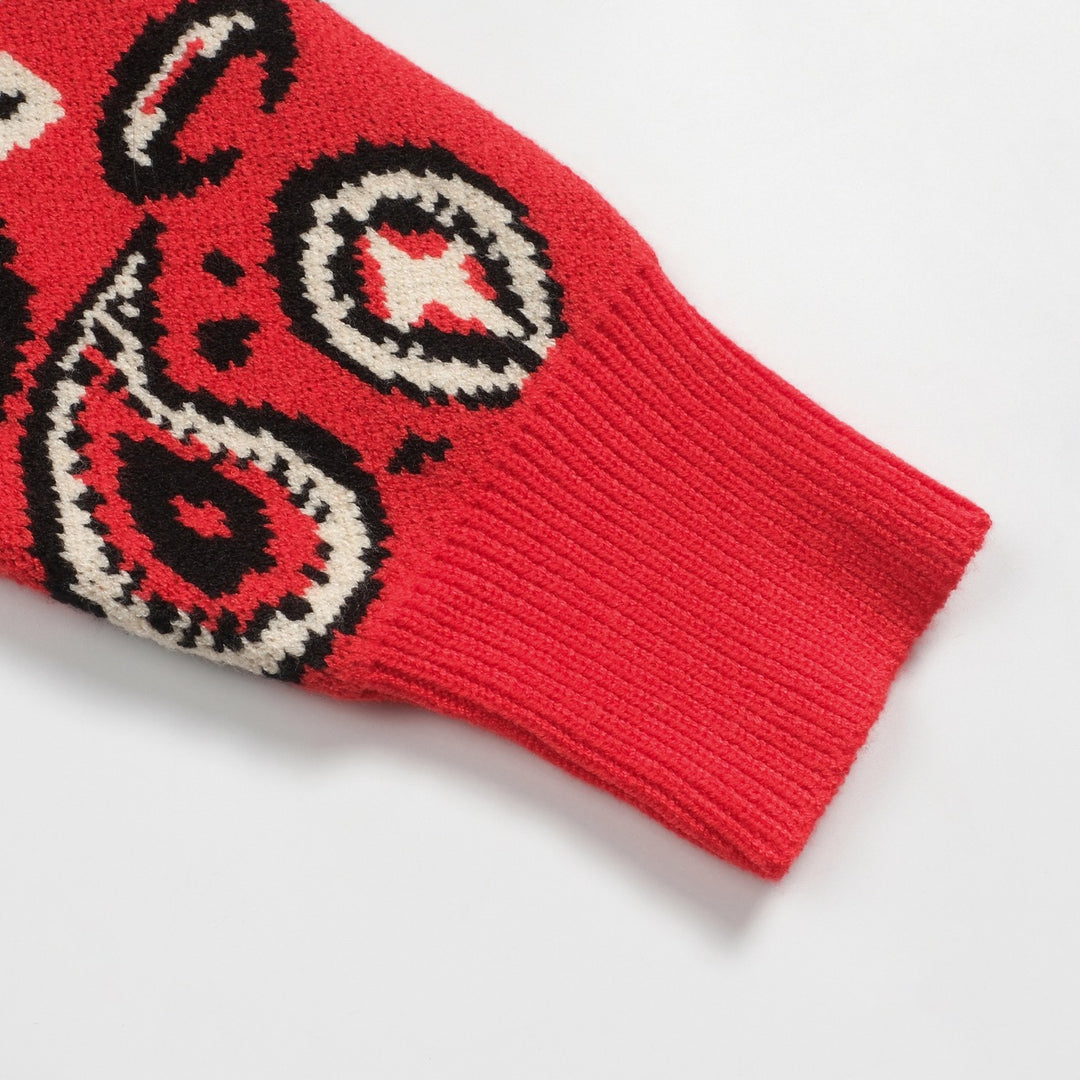Men's red vintage animal Paisley sweater