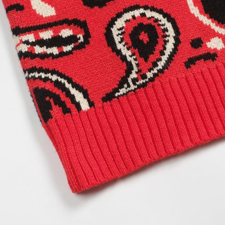 Men's red vintage animal Paisley sweater