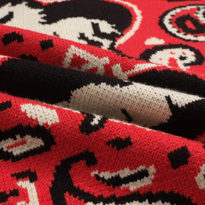 Men's red vintage animal Paisley sweater