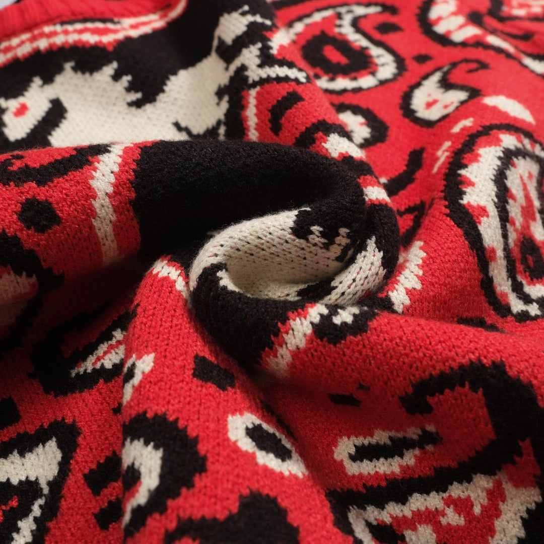 Men's red vintage animal Paisley sweater