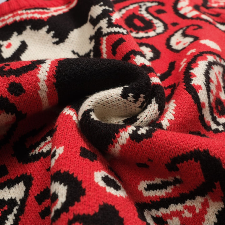 Men's red vintage animal Paisley sweater