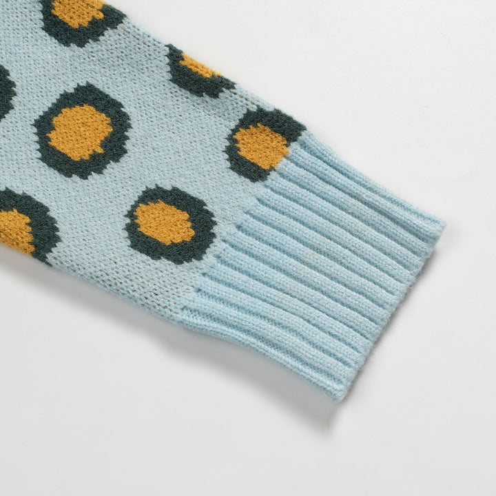 Mens blue leopard print monkey animal jacquard knitwear