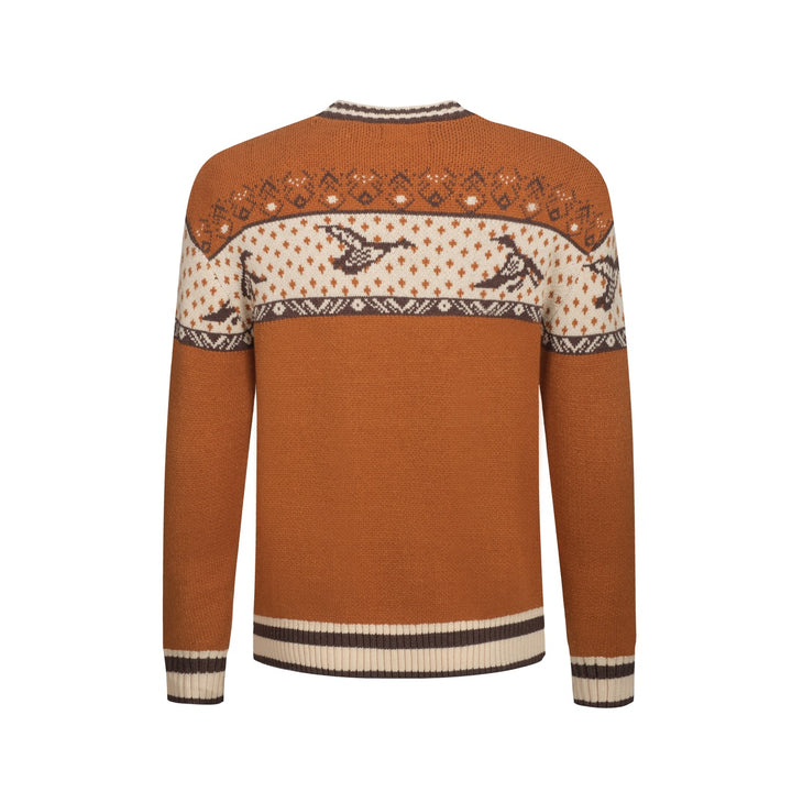 Bruine, casual jacquard herentrui uit de jaren 60