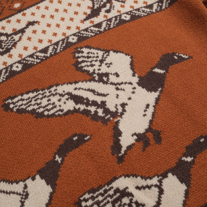 Bruine, casual jacquard herentrui uit de jaren 60