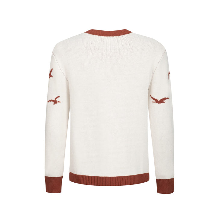 Men's red brown 1960s vintage jacquard sweater