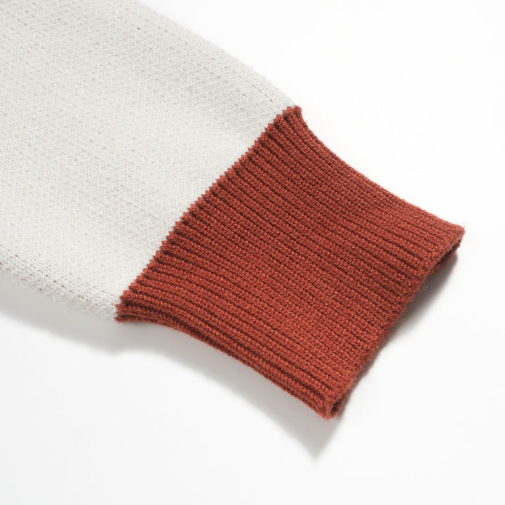 Men's red brown 1960s vintage jacquard sweater