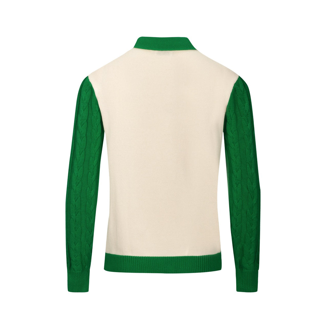 Men's green twist vintage knitted polo shirt
