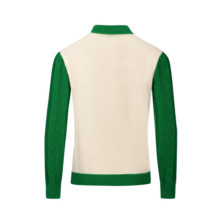 Men's green twist vintage knitted polo shirt