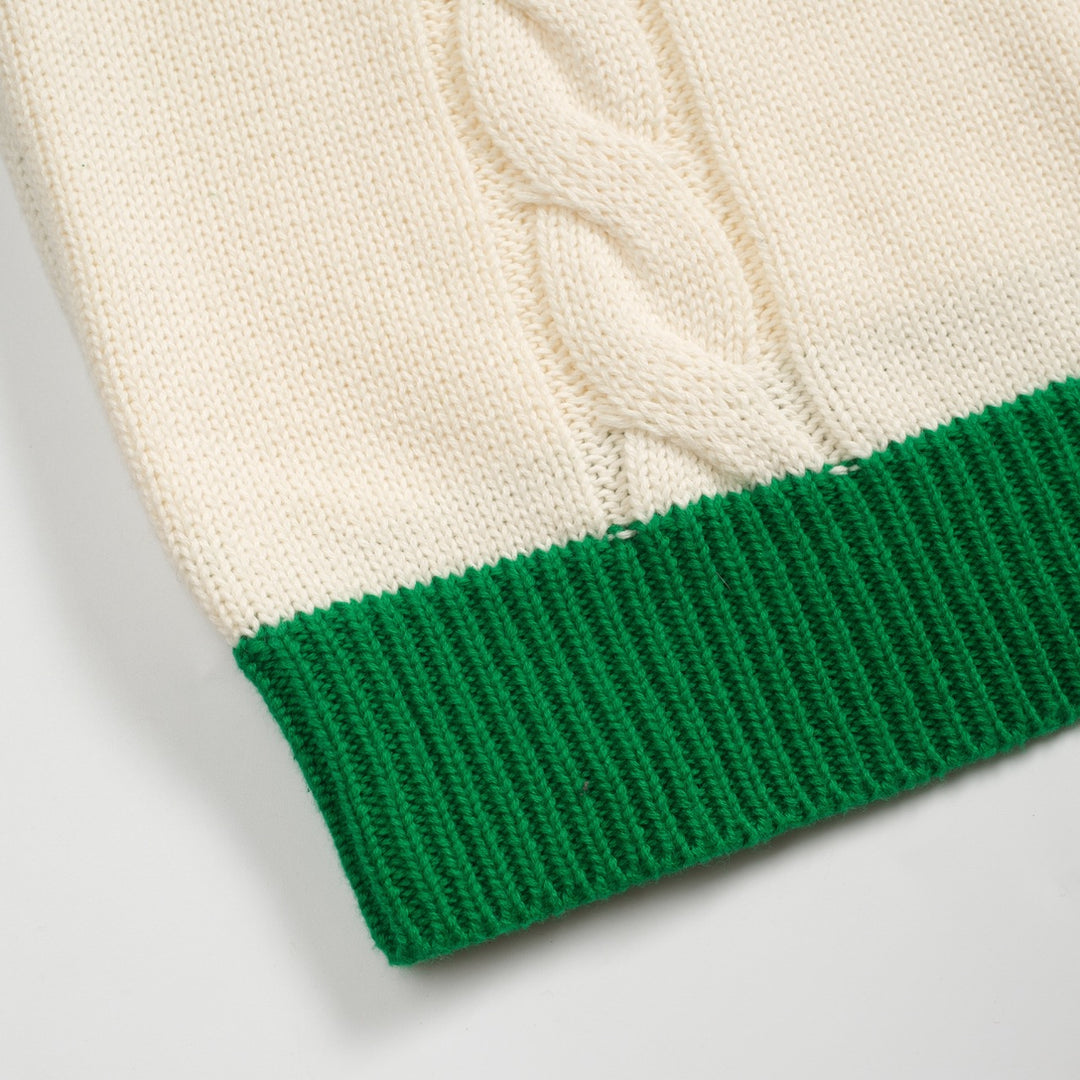 Men's green twist vintage knitted polo shirt