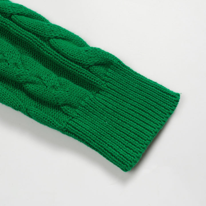 Men's green twist vintage knitted polo shirt