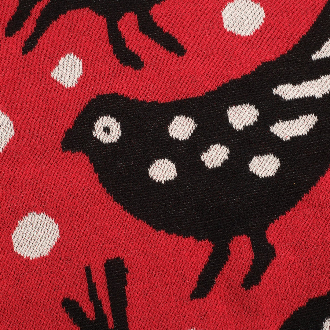 Men's red Bird vintage jacquard cardigan