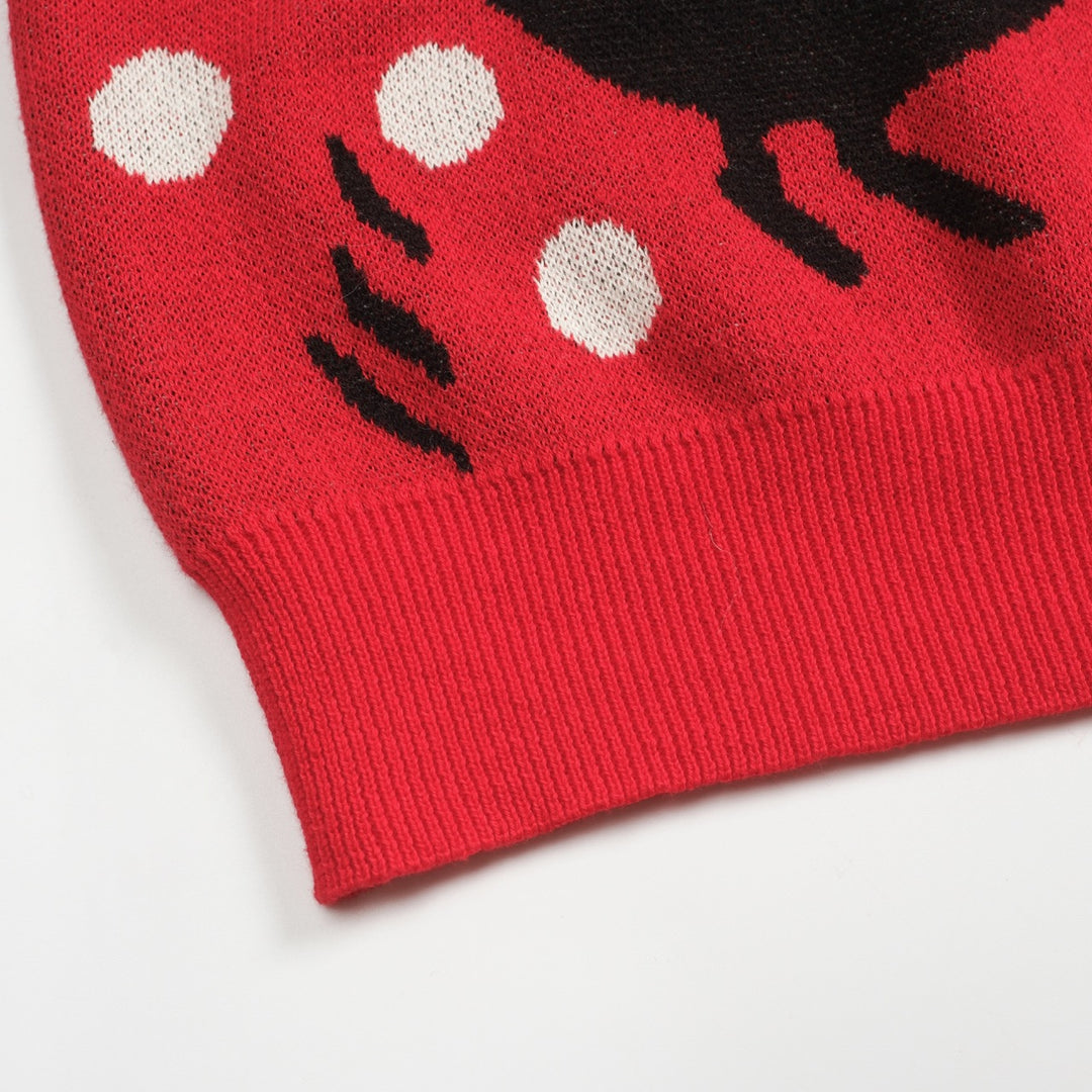 Men's red Bird vintage jacquard cardigan