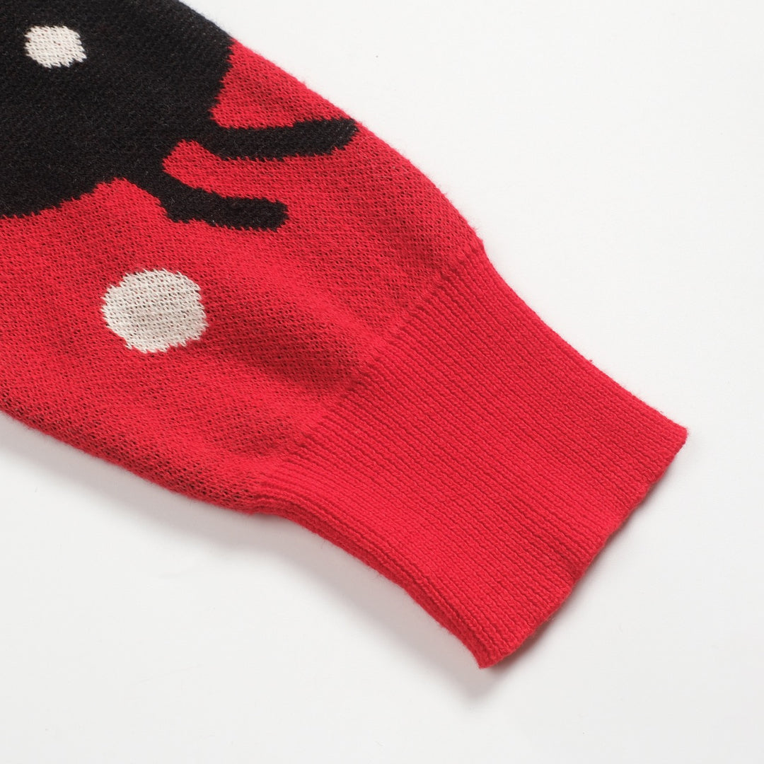 Men's red Bird vintage jacquard cardigan