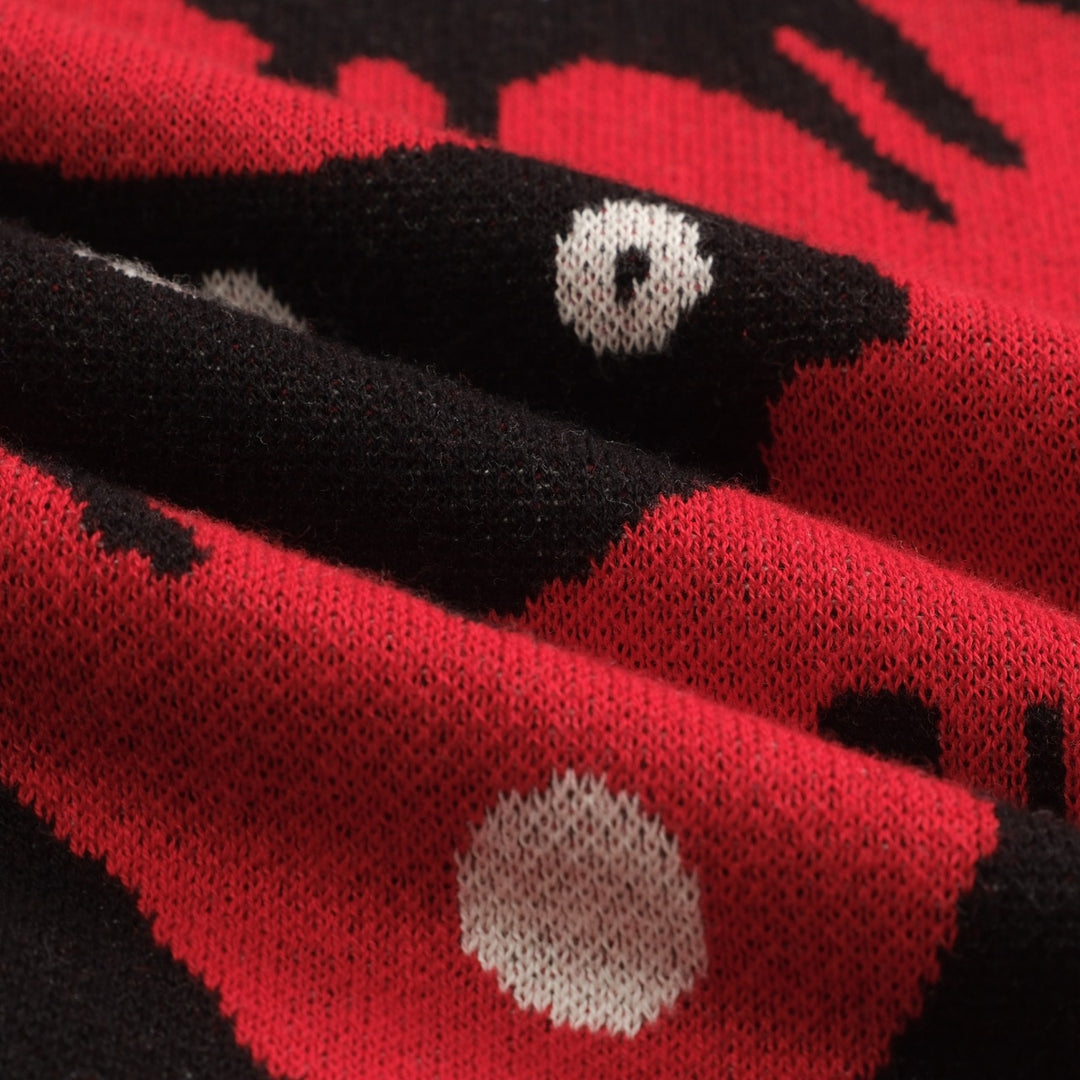 Men's red Bird vintage jacquard cardigan